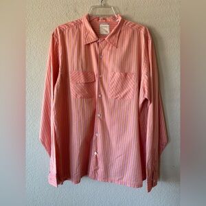 Billy Reid 2 Pocket Button Down Stripe Pink Orange XXL
